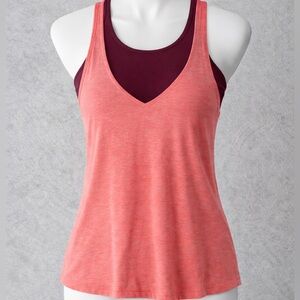 Peloton Coral and Burgundy Tank Top
